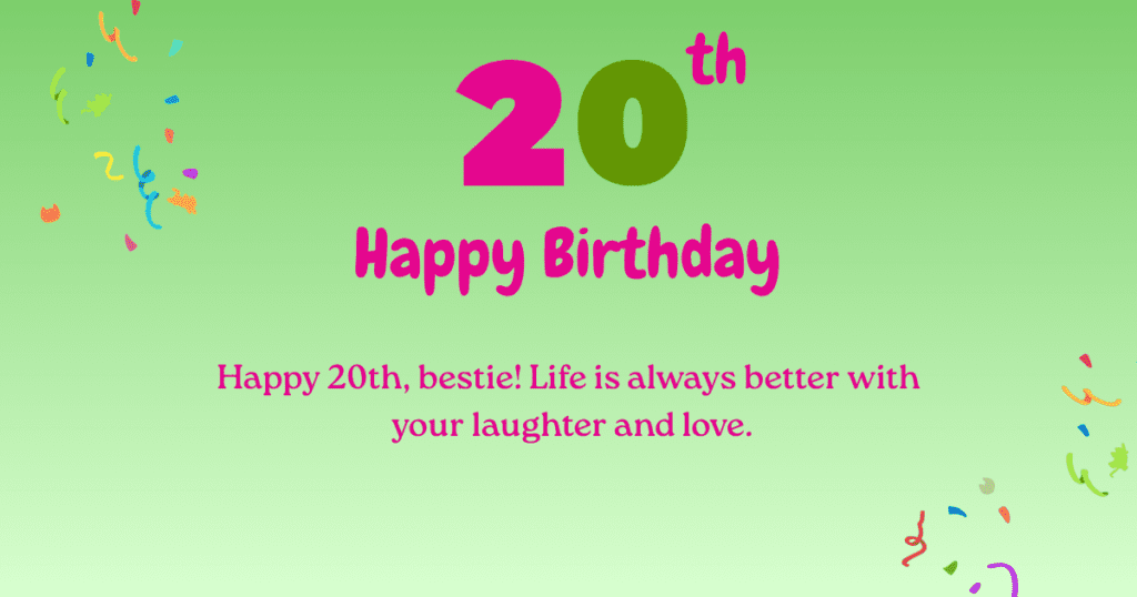 20th birthday wishes 