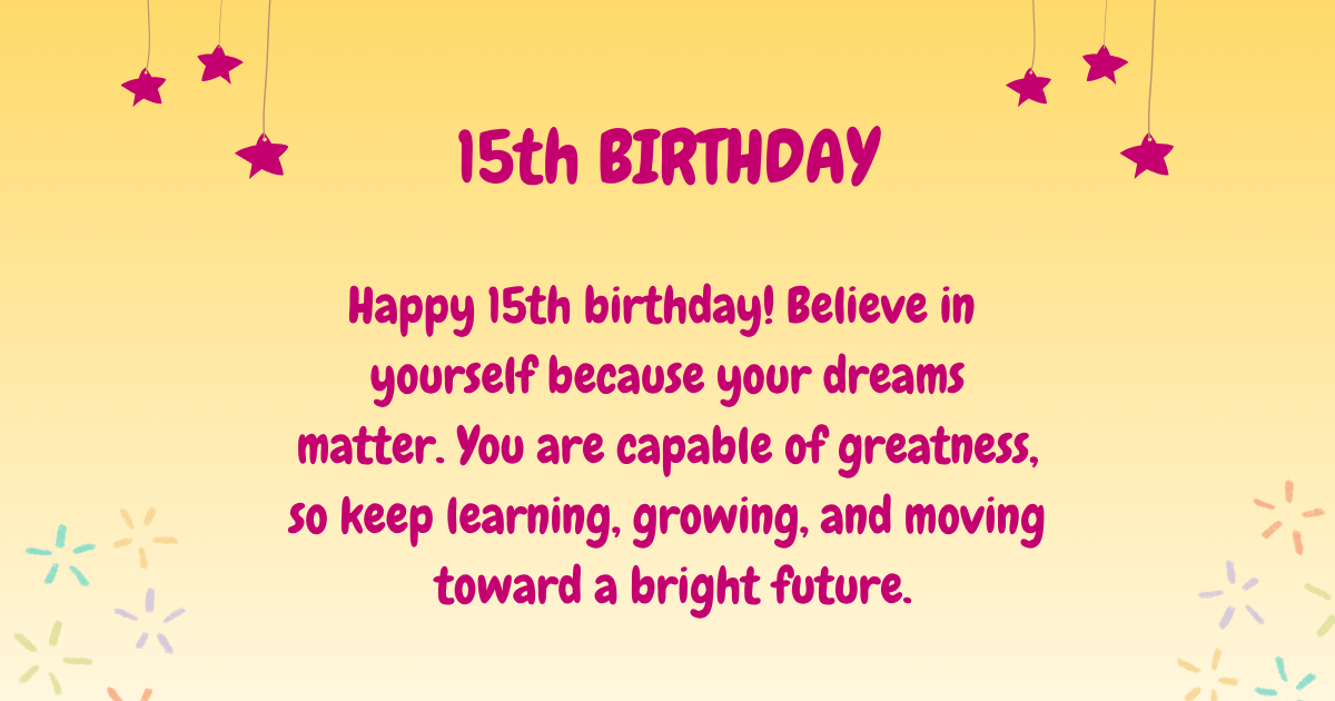 15th Birthday wishes