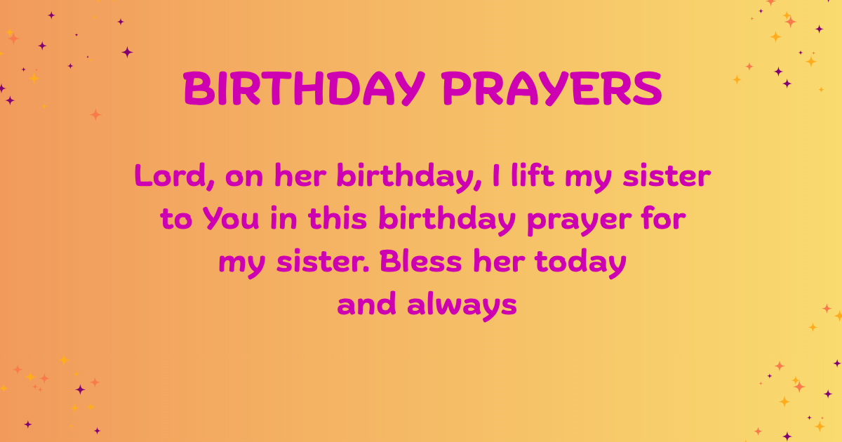 birthday prayers for sister