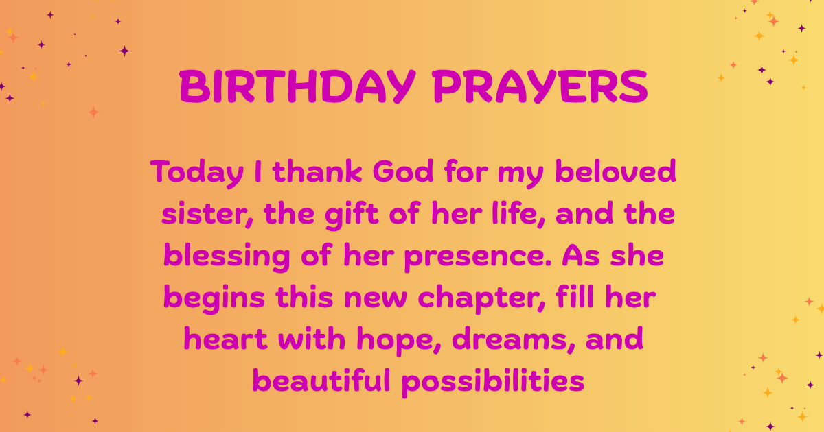 birthday prayers for sister